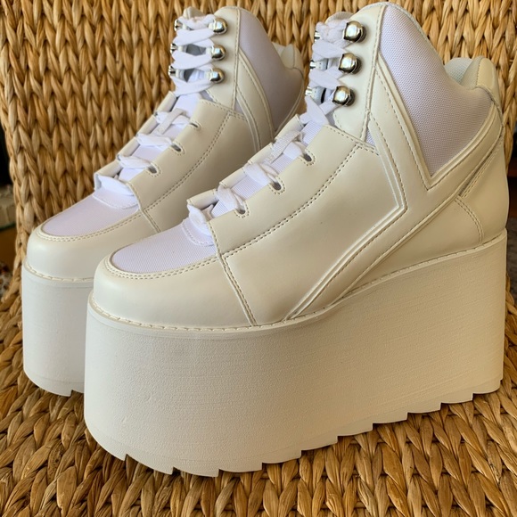 YRU | Shoes | New Yru White Qozmo Platform Sneakers | Poshmark